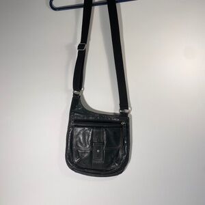 Black Leather Cross-Body Bag
